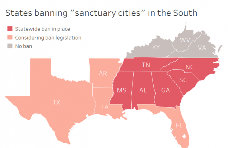 Feds, states target Southern 'Sanctuary Cities,' Leaving Local Officials in a Bind