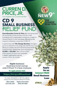 Curren D. Price Jr. Announces CD 9 Small Business Relief Fund