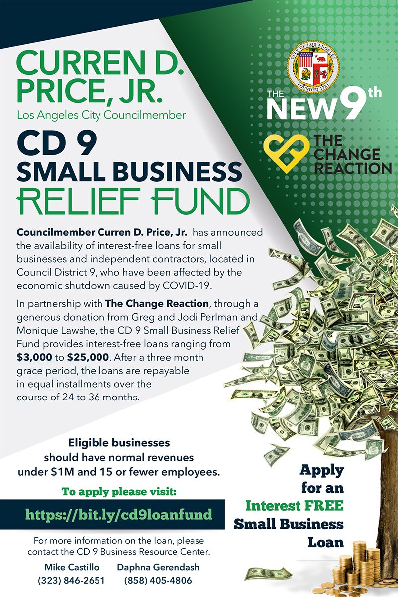 Curren D. Price Jr. Announces CD 9 Small Business Relief Fund