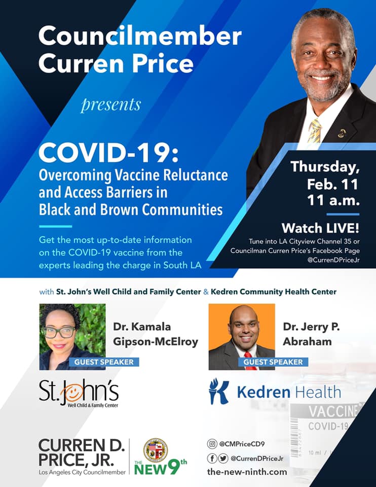Councilmember Curren Price Jr. Presents COVID-19: Overcoming Vaccine Reluctance And Access Barriers In Black And Brown Communities